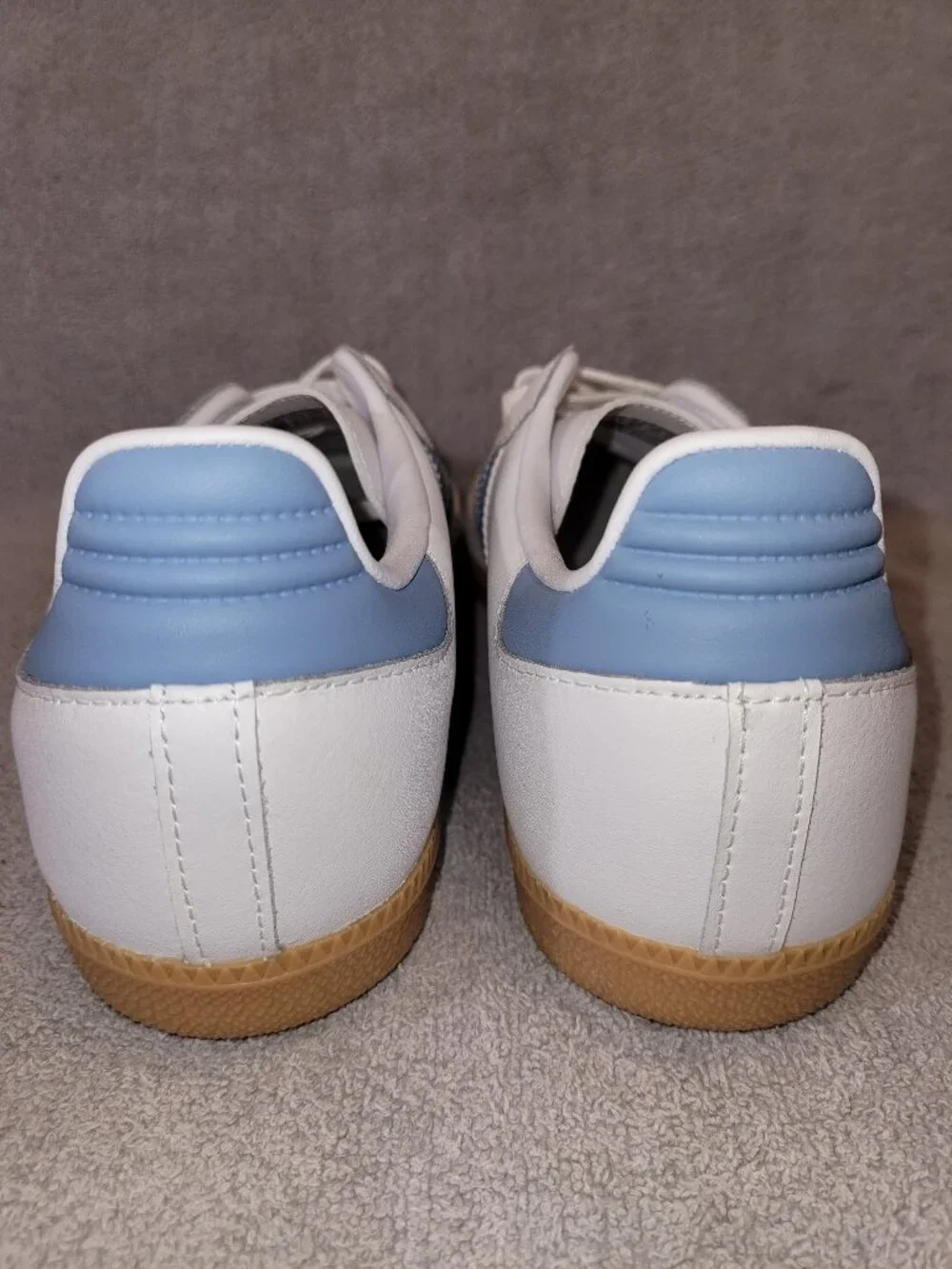 Adidas Samba OG Big Kid's Size 7 White Ash Blue Tan Gum Sneakers JQ2832 (#2329)